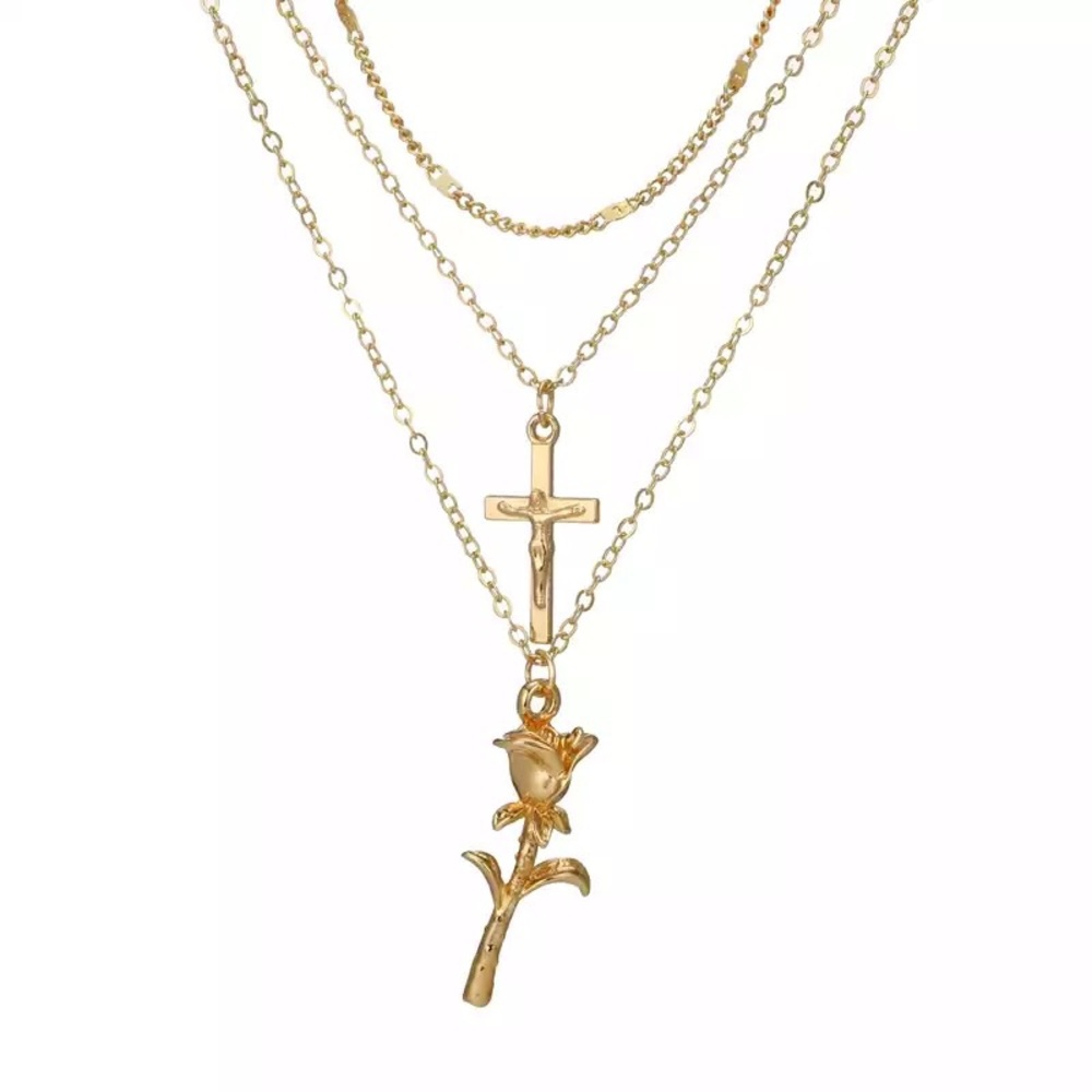 NEW! rose cross necklace set ✧ - Picture 2 of 4
